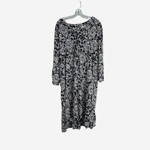 Kaktus Women's Pattern Tiered Midi Statement Sleeves Dress Black White Size XXL